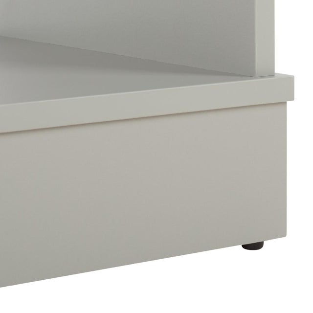 Wood Shafa Side Table in Light Grey / Brass For Sale - Image 7 of 10