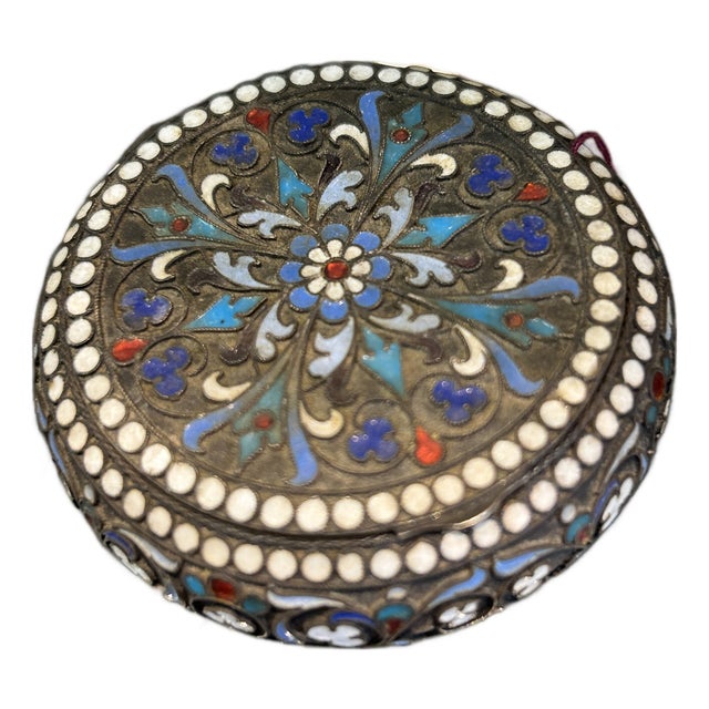 Russian Antique Cloissone Pill Box For Sale