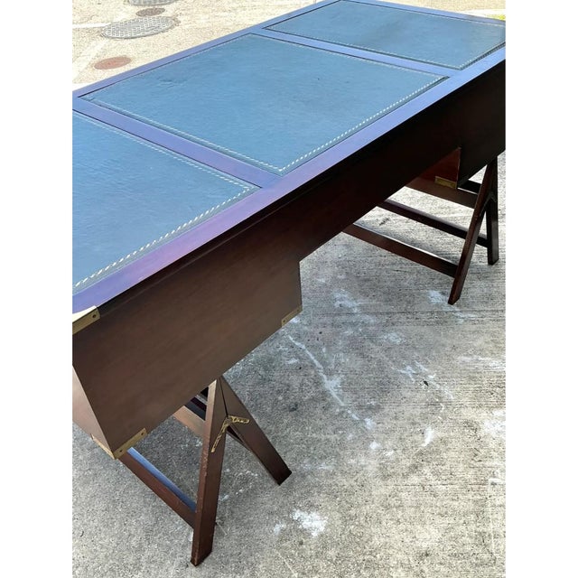 Vintage Military Campaign Wood Desk For Sale - Image 11 of 15