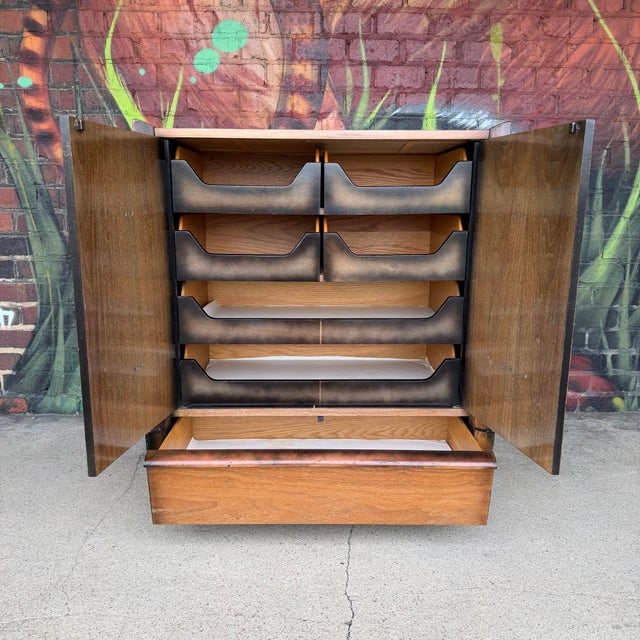 Mid-Century Modern Hellum Furniture Company Highboy Dresser in James Mont Style For Sale - Image 3 of 12