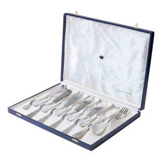 Vintage Italian Silver Fish Cutlery, 1970s, Set of 12 For Sale