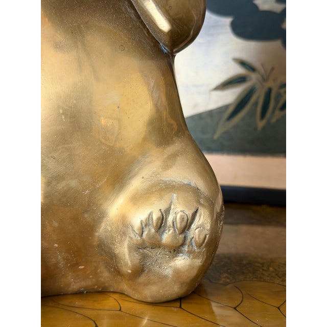 Vintage Brass Bronze Lucky Bamboo Panda Statue Sculpture Figure For Sale - Image 11 of 12