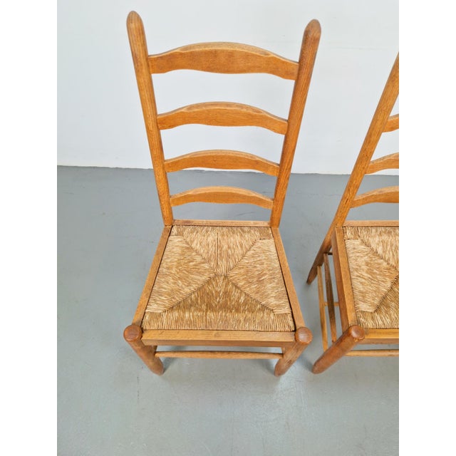 Vintage Brutalist Wicker Ladder Chairs in the style of Charlotte Perriand, 1960s, Set of 2 For Sale - Image 11 of 12