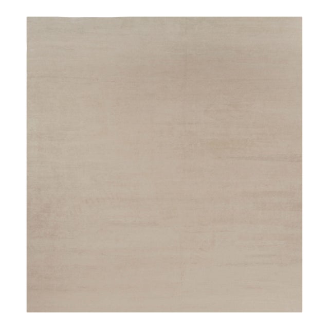 Rug & Kilim’s Oversized Modern Textural Rug in Beige and Cream Striae - 13x14 For Sale