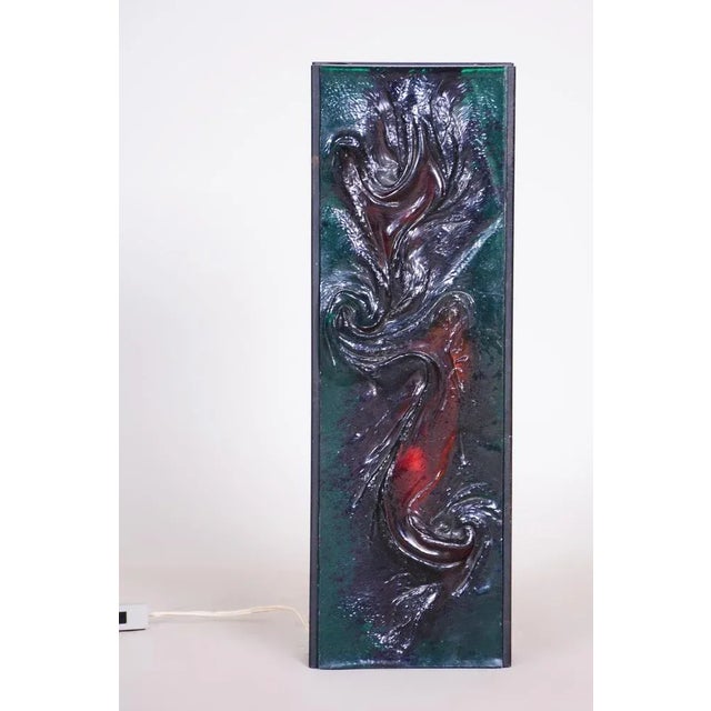 Blue Mid-Century Hanging Light in Colored Layered Glass & Steel, Czech, 1950s For Sale - Image 8 of 8