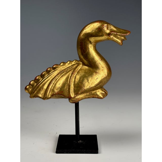 Mid 19th Century Antique Folk Art Giltwood Mythical Duck Sculpture, 1850 For Sale - Image 5 of 12