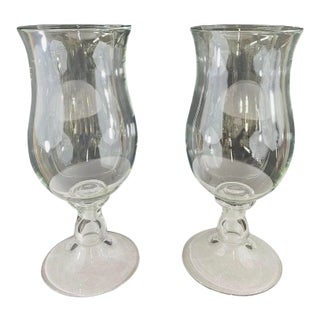 Modern Clear Glass Candleholder or Vase, a Pair For Sale