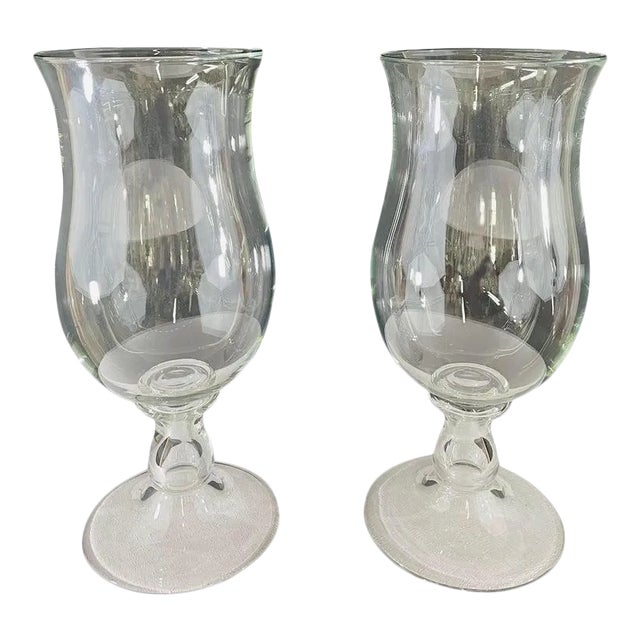 Modern Clear Glass Candleholder or Vase, a Pair For Sale