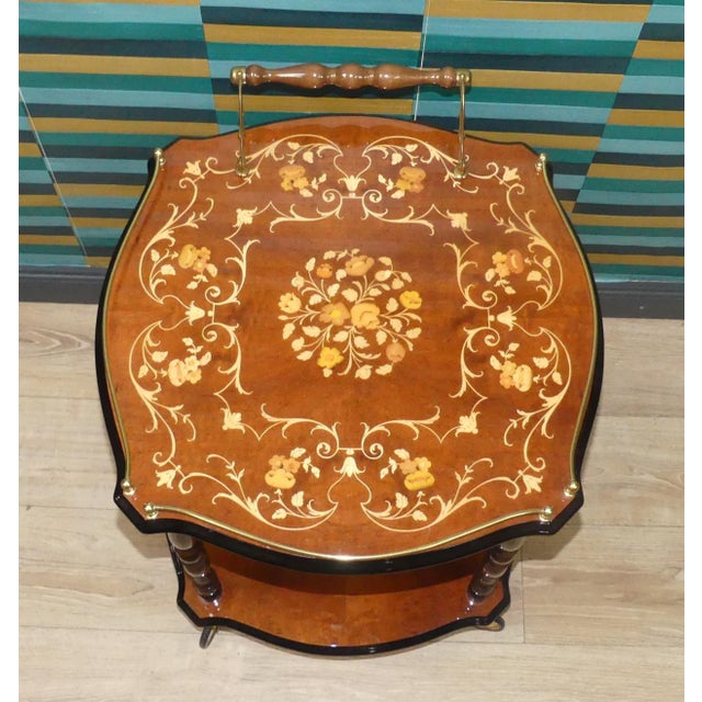 Italian Wooden Bar Cart, 1960s For Sale - Image 9 of 11