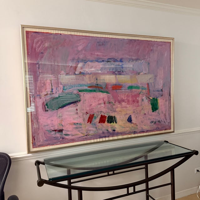Pink Signed, Oversized Edith Kuhnle Abstract Titled Cleveland Park For Sale - Image 8 of 10