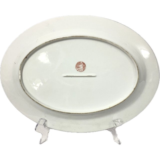 Vintage Porcelain Rose Medallion Oval Platter, Decorated in Hong Kong For Sale - Image 4 of 5