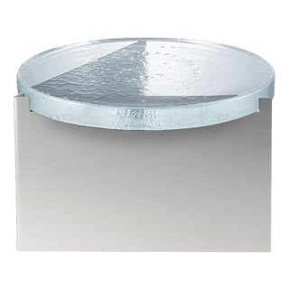 Alwa One Big Side Table with Transparent Top & Brushed Stainless Steel Base by Sebastian Herkner for Pulpo For Sale