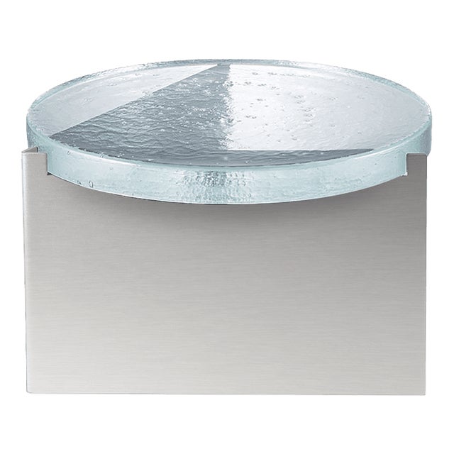 Alwa One Big Side Table with Transparent Top & Brushed Stainless Steel Base by Sebastian Herkner for Pulpo For Sale