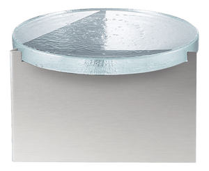 Alwa One Big Side Table with Transparent Top & Brushed Stainless Steel Base by Sebastian Herkner for Pulpo
