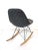 A early Eames rocking chair with metal wire frame , birch wood runners and upholstered seat cover in a dark charcoal...