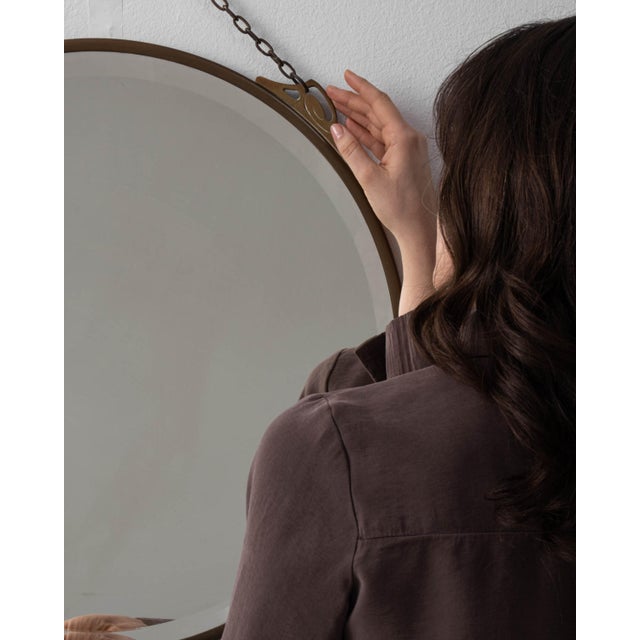 Metal Circa 1920 French Art Deco Bronze Framed Wall Mirror France 1920s For Sale - Image 7 of 8