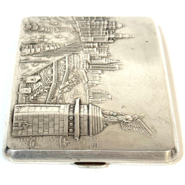 Chinese Export Silver Cigarette Case Depicting the Bund and the Angel of Peace For Sale - Image 16 of 18