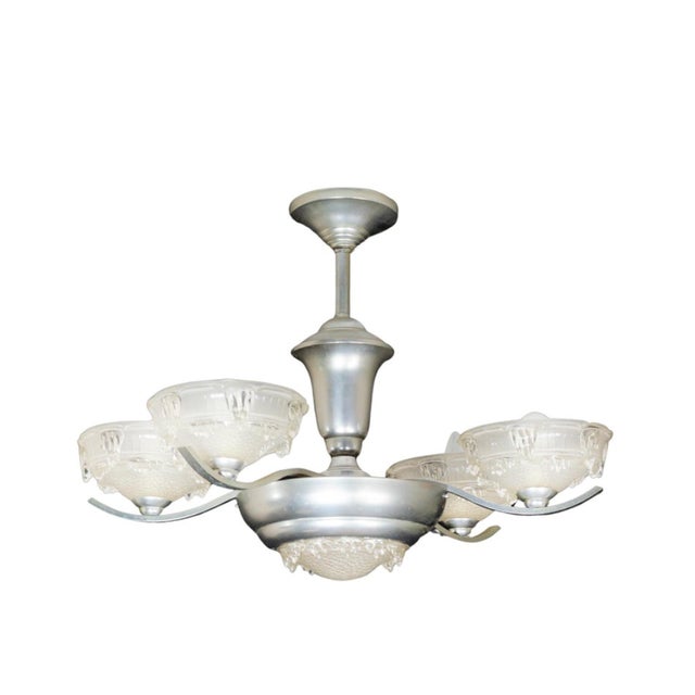 20th Century Art Deco Frosted Glass Chandelier For Sale - Image 6 of 6