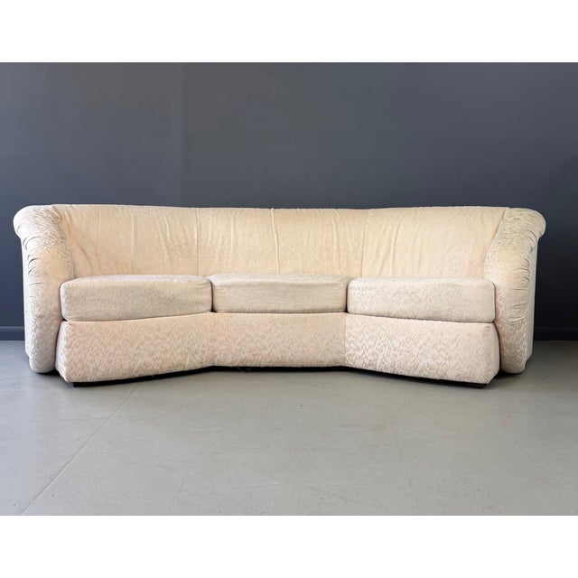1980s Pair of Mid-Century Modern Curved Sofas With Sculptural Arms by Carsons For Sale - Image 9 of 10