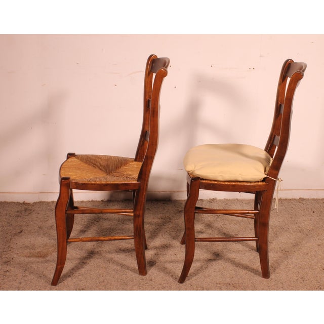 Straw-Seated Cherrywood Chairs, 1970s, Set of 8 For Sale - Image 10 of 13