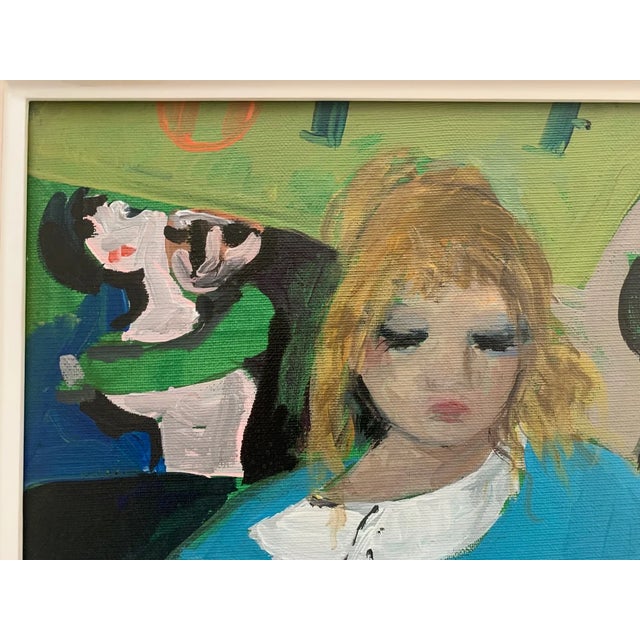 1984 Bruno Paoli "The Sweater" Original Italian Modern Figurative Portrait, 20th Century Florence Italy Fine Art Painting, Oil on Canvas, 27x23" For Sale - Image 4 of 8