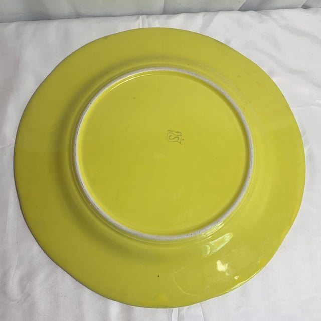 Secla Mid-Century Secla Portugal Yellow Cabbageware 13" Serving Platter For Sale - Image 4 of 5