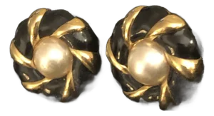 1980s Napier Black, Gold and Pearl Earrings - 2 Pieces