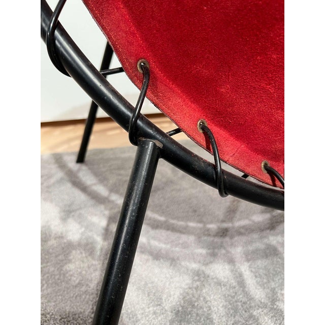 Balloon Lounge Chair in Red Suede & Metal by Hans Olsen For Sale - Image 16 of 18