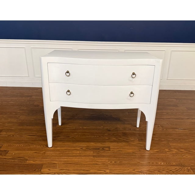 Contemporary White Serpentine Two Drawer Accent Chest For Sale - Image 3 of 15