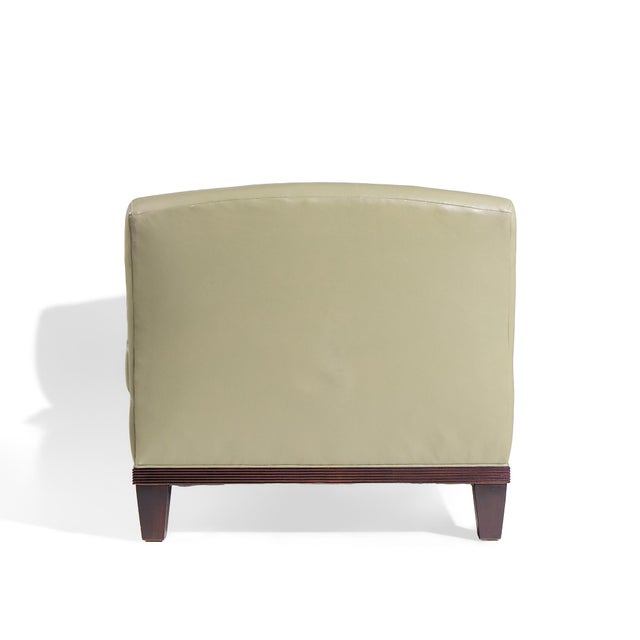 Baker Furniture Company Baker Furniture Green Leather and Mahogany Day Bed Chaise For Sale - Image 4 of 7