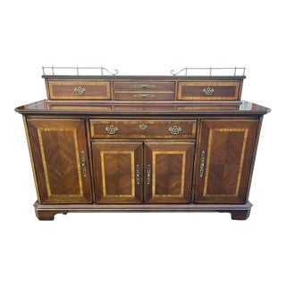 Vintage Lane Furniture Art Deco Inlaid Wood Sideboard Buffet For Sale
