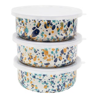 Crow Canyon Home Enamelware, Catalina Storage Bowl Set in Bermuda Buttercup - 3 Pieces For Sale