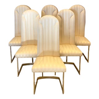 Golden Metal Dining Chairs, 1980s, Set of 6 For Sale
