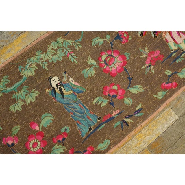 Late 19th Century Chinese Silk & Metal Embroidery ( 1' 9'' x 12' 9''-53 x 387 ) For Sale - Image 9 of 12