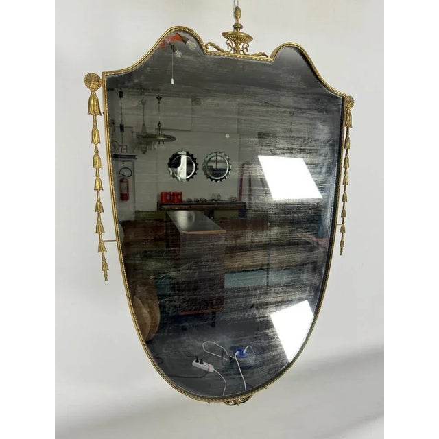 Mid-Century Italian Mirror in Brass, Italy, 1950s For Sale - Image 4 of 13