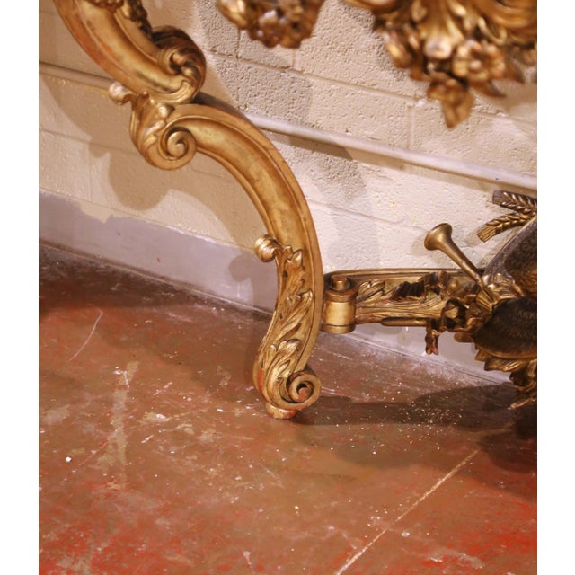 Early 19th Century French Louis XV Rococo Giltwood Console With Rouge Marble Top For Sale - Image 11 of 18