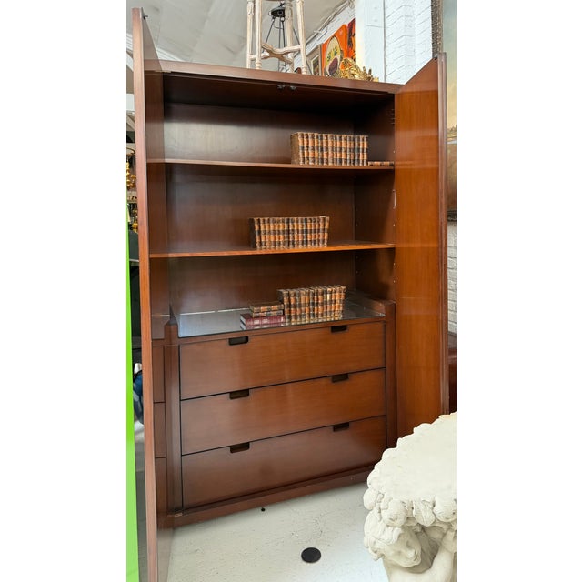 1990s Nancy Corzine Modern Apothecary Linen Press Armoire For Sale - Image 5 of 7