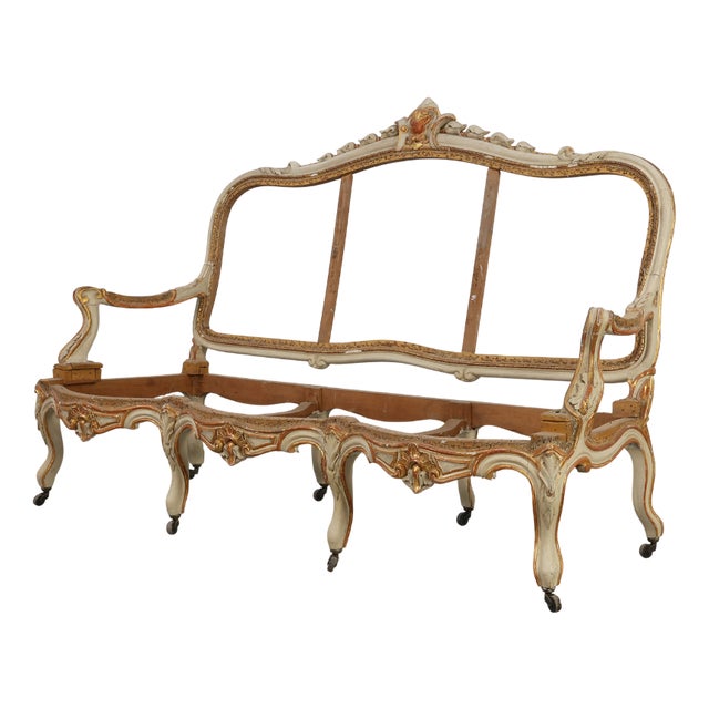 Antique French Louis XV Sofa in Carved Wood, 1800s For Sale