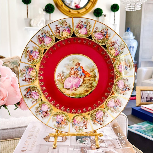 1960 Bavarian Decorative Plate With Fragonard Lovers For Sale - Image 4 of 7