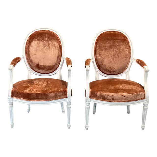 Set of Louis XVI Style Armchairs, Set of 2 For Sale