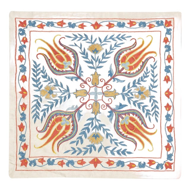 20"x21" Modern Throw Pillow. 100% Silk Cushion Cover. Embroidery Pillowcase For Sale