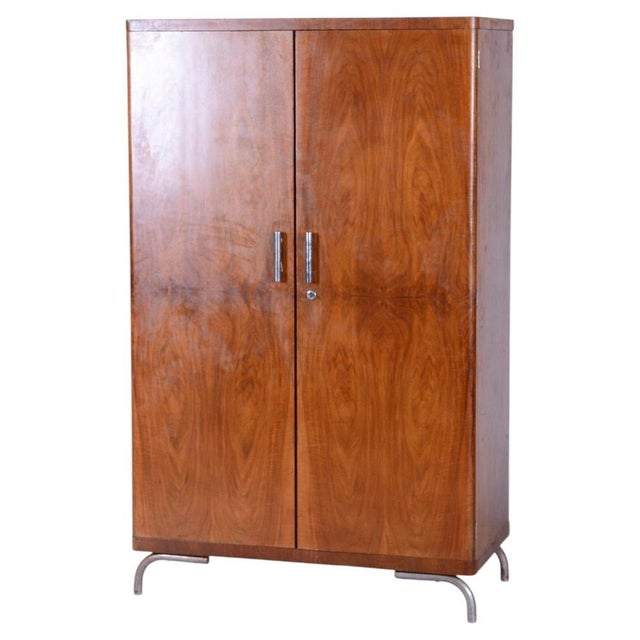 Bauhaus Walnut Wardrobe by Robert Slezak, Czechia, 1930s For Sale - Image 12 of 12