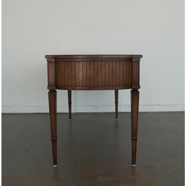 Neoclassical Attributed to Baker Furniture Leather Top Plat Desk For Sale - Image 3 of 15