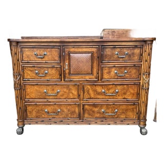 American Signature West Indies Faux Bamboo and Woven Rattan Dresser For Sale
