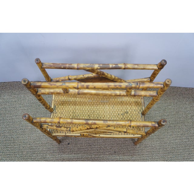 Antique Victorian Bamboo Divided Magazine Storage Rack 23" For Sale - Image 6 of 18