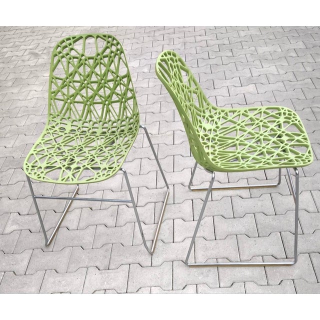 2000 - 2009 Vintage Green Nylon Dining Chairs by Crassevig, 2005, Set of 2 For Sale - Image 5 of 5