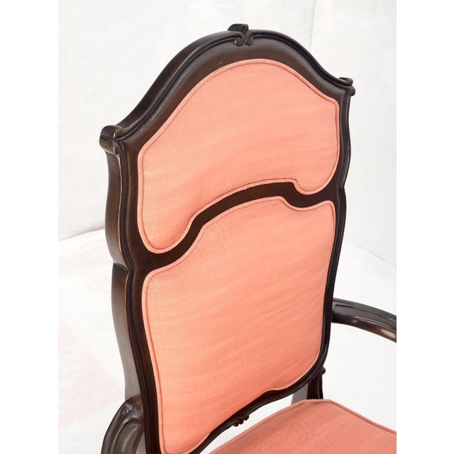 Mastercraft Set of 8 Mid Century Tall Arch Back Clean Cream Upholstery Dining Chairs Quality For Sale - Image 4 of 15