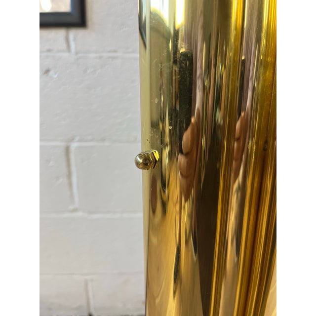 Metal Postmodern Polished Brass Pedestal Plant Stand, Sculptural Modernist Form For Sale - Image 7 of 8