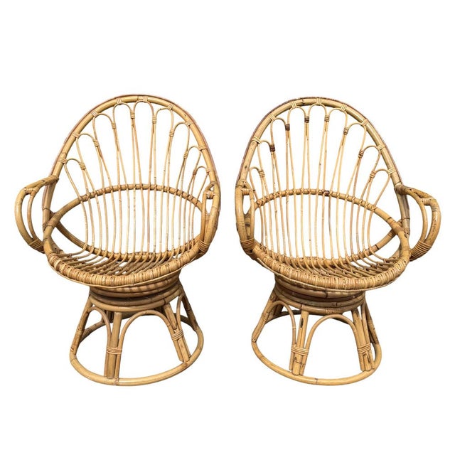 Rattan Egg Chairs, 1960s, France, Set of 2 For Sale - Image 15 of 16