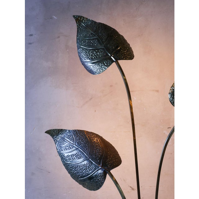 Floor Lamp with Brass Leaves attributed to Carlo Giorgi for Bottega Gadda, 1970s For Sale - Image 13 of 15